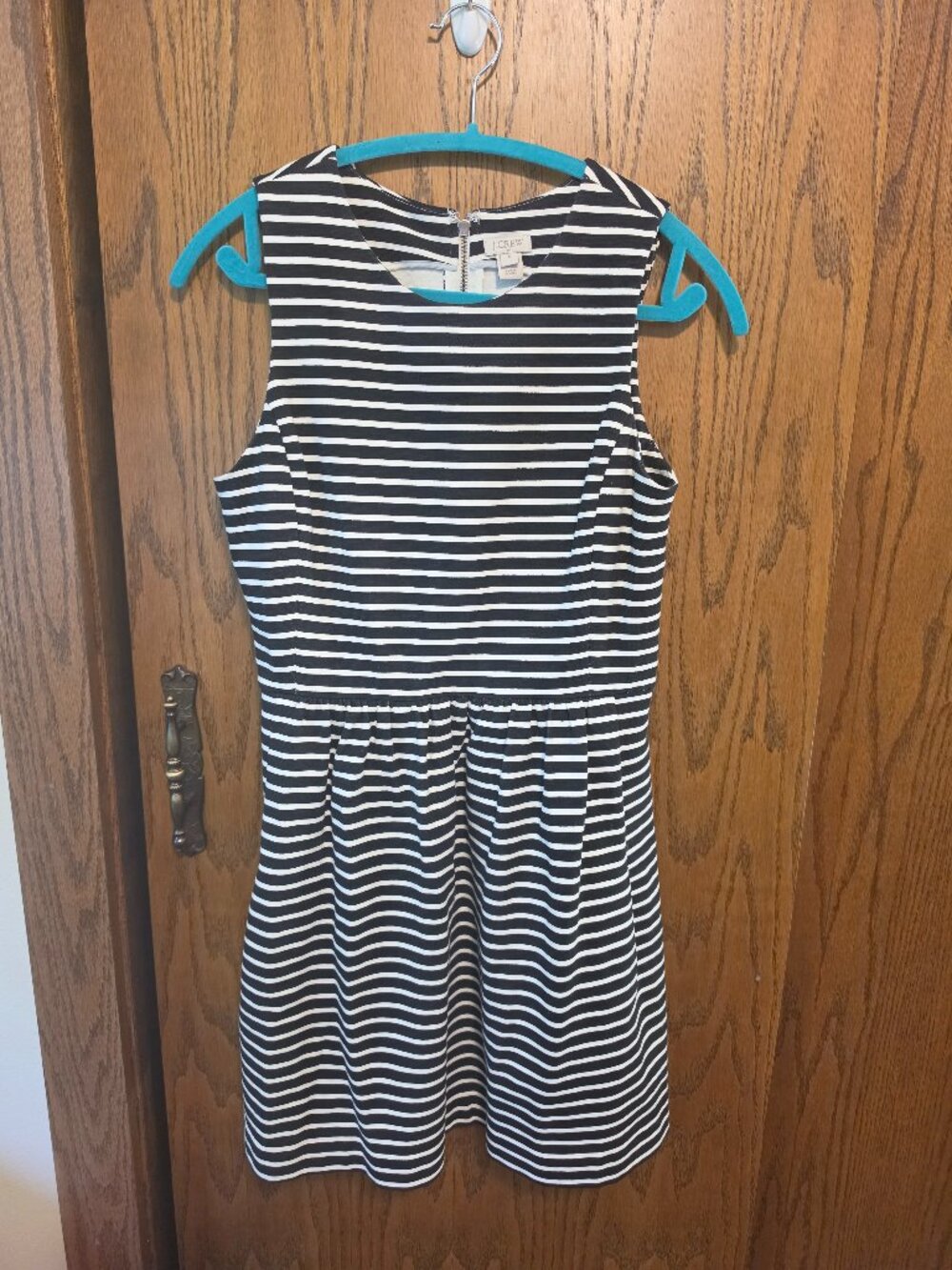 J.Crew Women's Small Black White Nautical Striped Sleeveless Tank Dress
